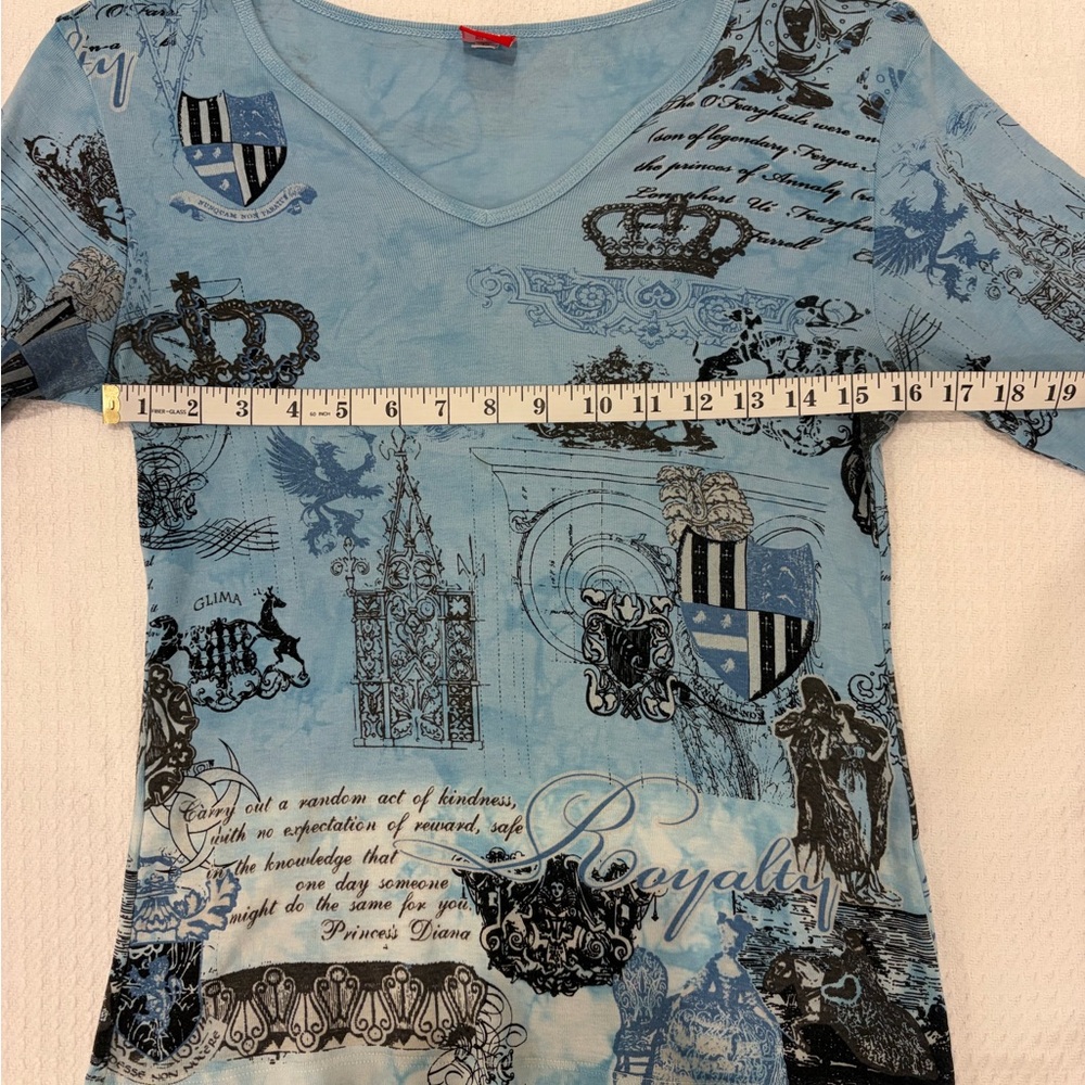 VTG Glima Y2K Grunge Gothic Print Top Size Medium Made in USA Royalty - Picture 10 of 14